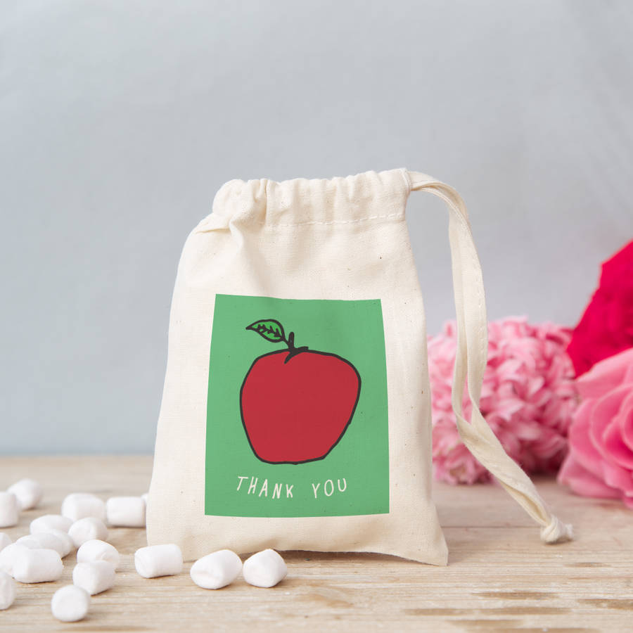 personalised apple bag with sweets by claire close