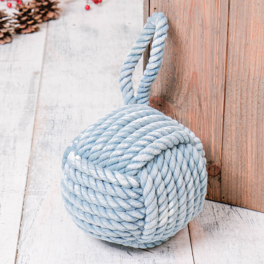 white, pink and blue jute rope door stop by dibor