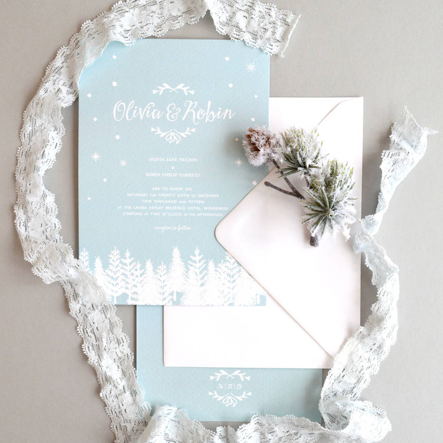 winter wonderland wedding invitation by amanda michelle