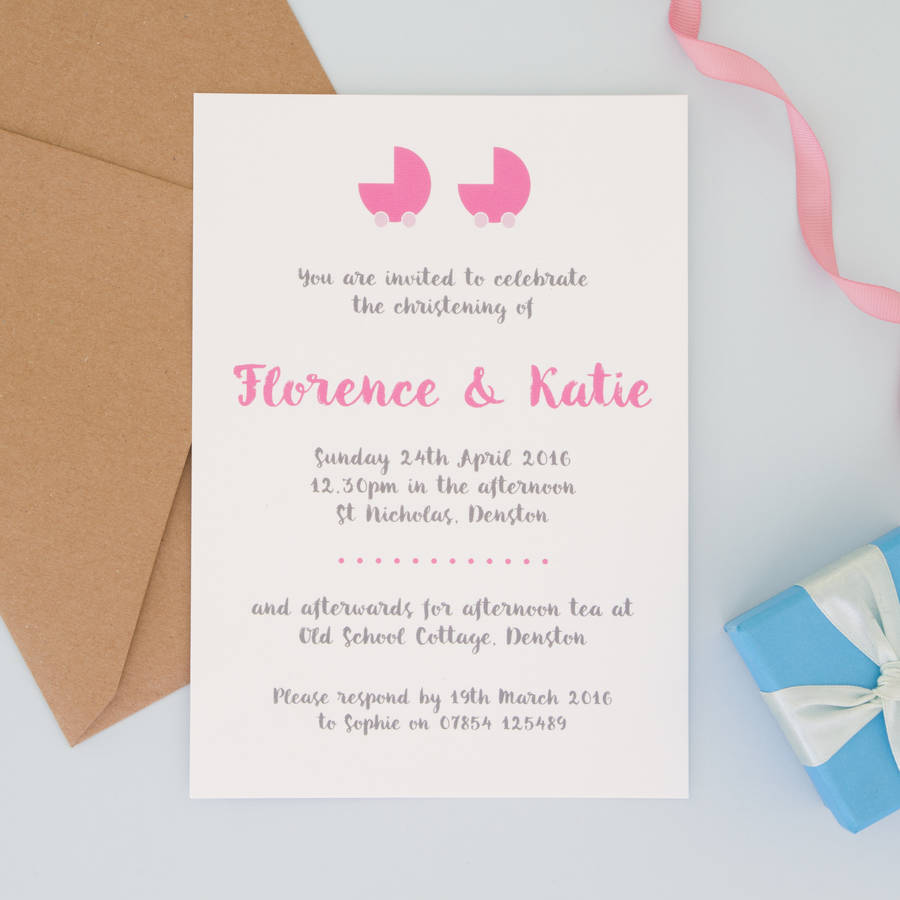 personalised christening or naming ceremony invitations by the two
