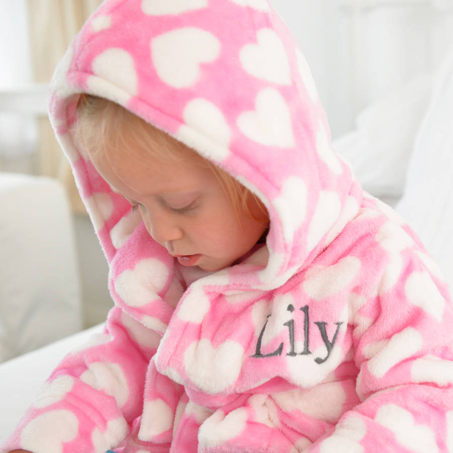 personalised heart soft baby dressing gown by a type of design