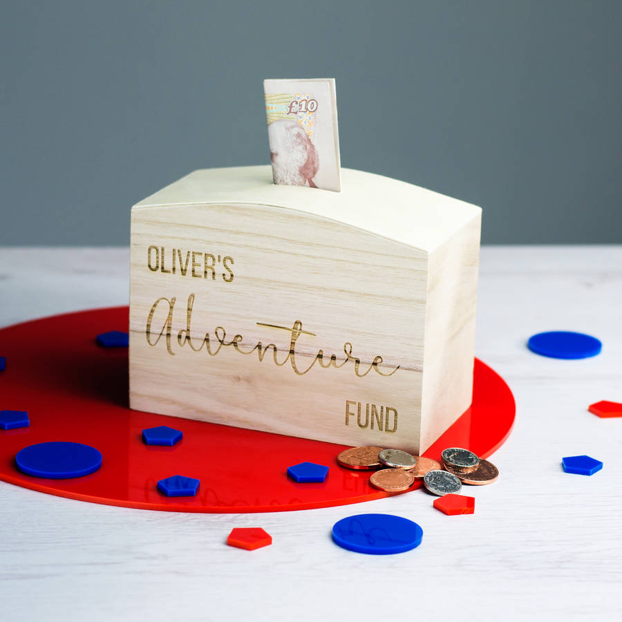 personalised adventure fund money box by mirrorin personalised adventure fund money box by mirrorin