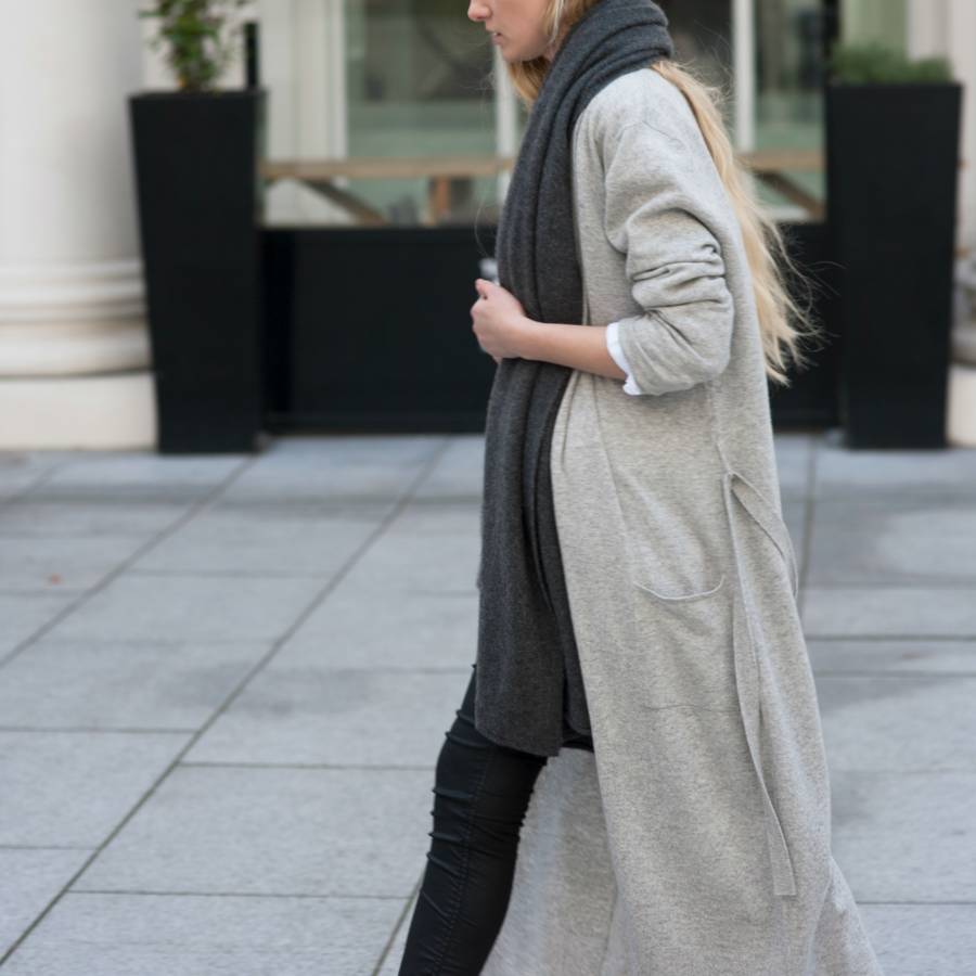 luxurious premium knit cashmere robe long cardigan by silk & grey