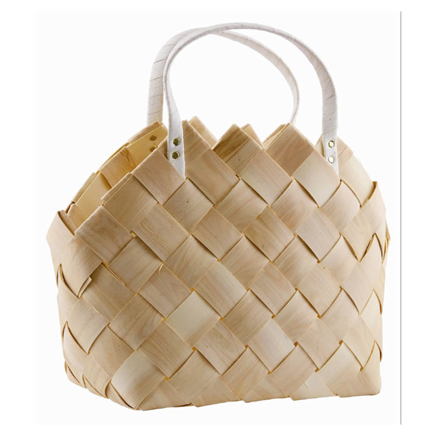 wooden basket bag