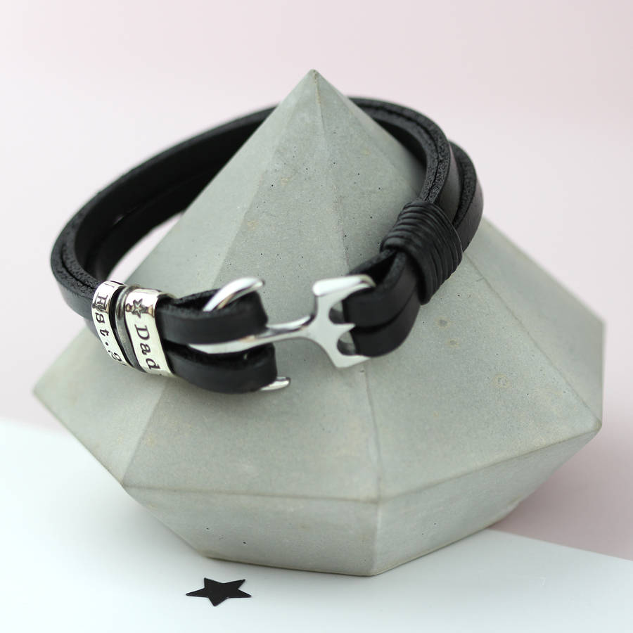 you are my anchor personalised leather bracelet by & french