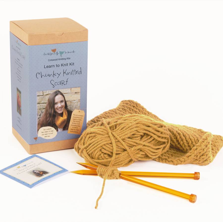 chunky scarf 'learn to knit' kit by charlie&hannah