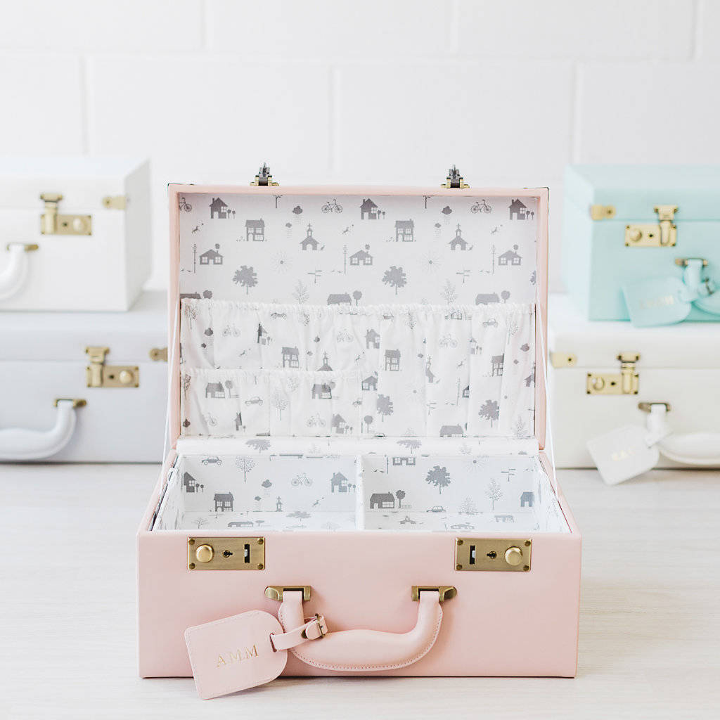 personalised memory suitcase keepsake box gift set by meminio