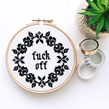 Fuck Off Floral Modern Cross Stitch Kit By Innocent Bones Notonthehighstreet