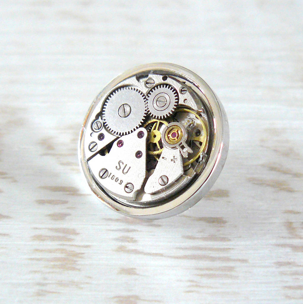 watch movement tie pin/lapel badge by pennyfarthing designs