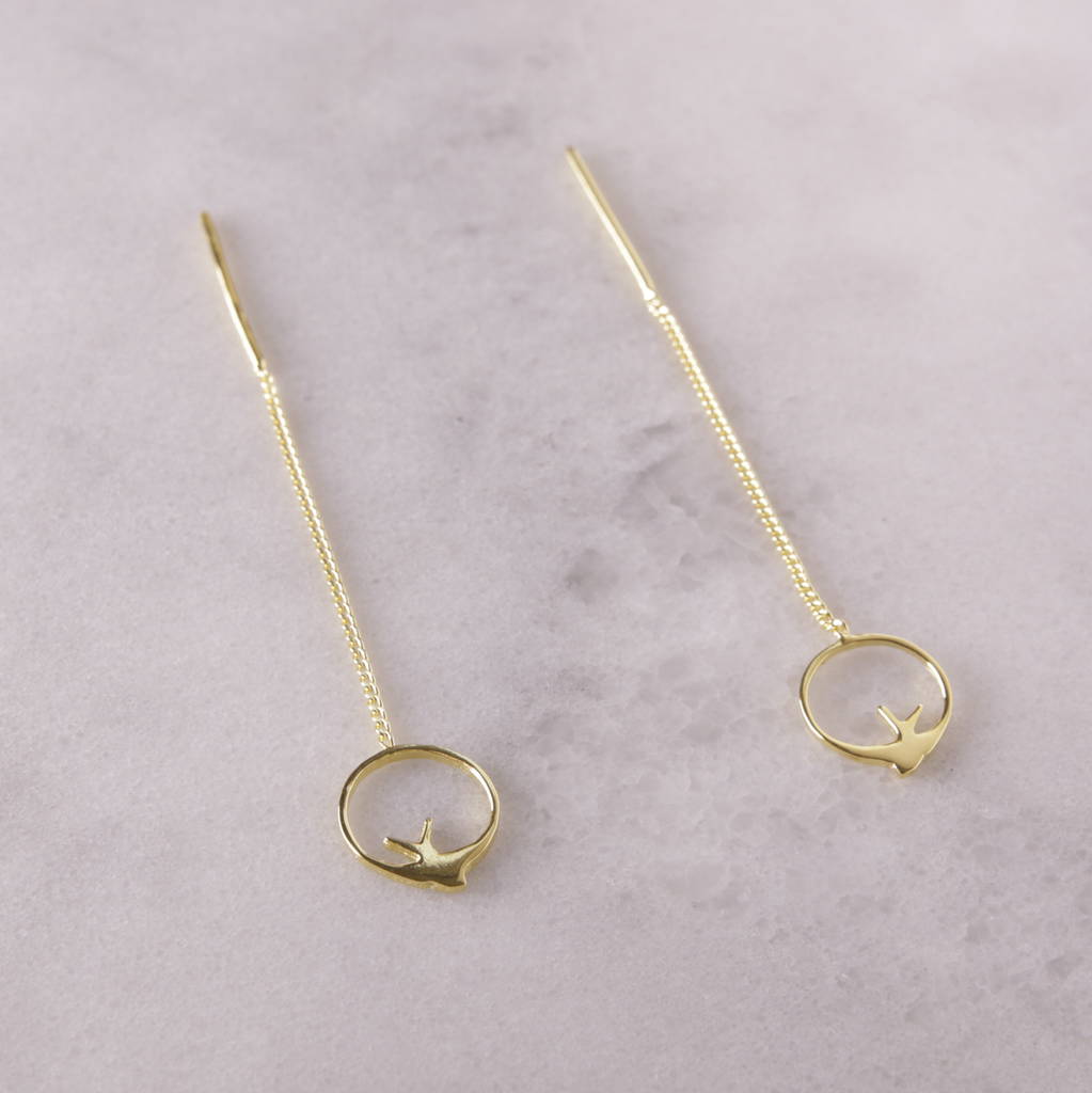 swallow thread through earrings by louise wade
