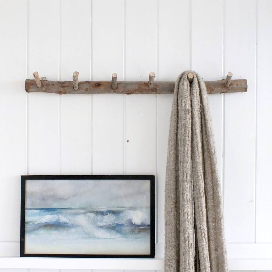 wooden branch hanging peg rail by magpie living