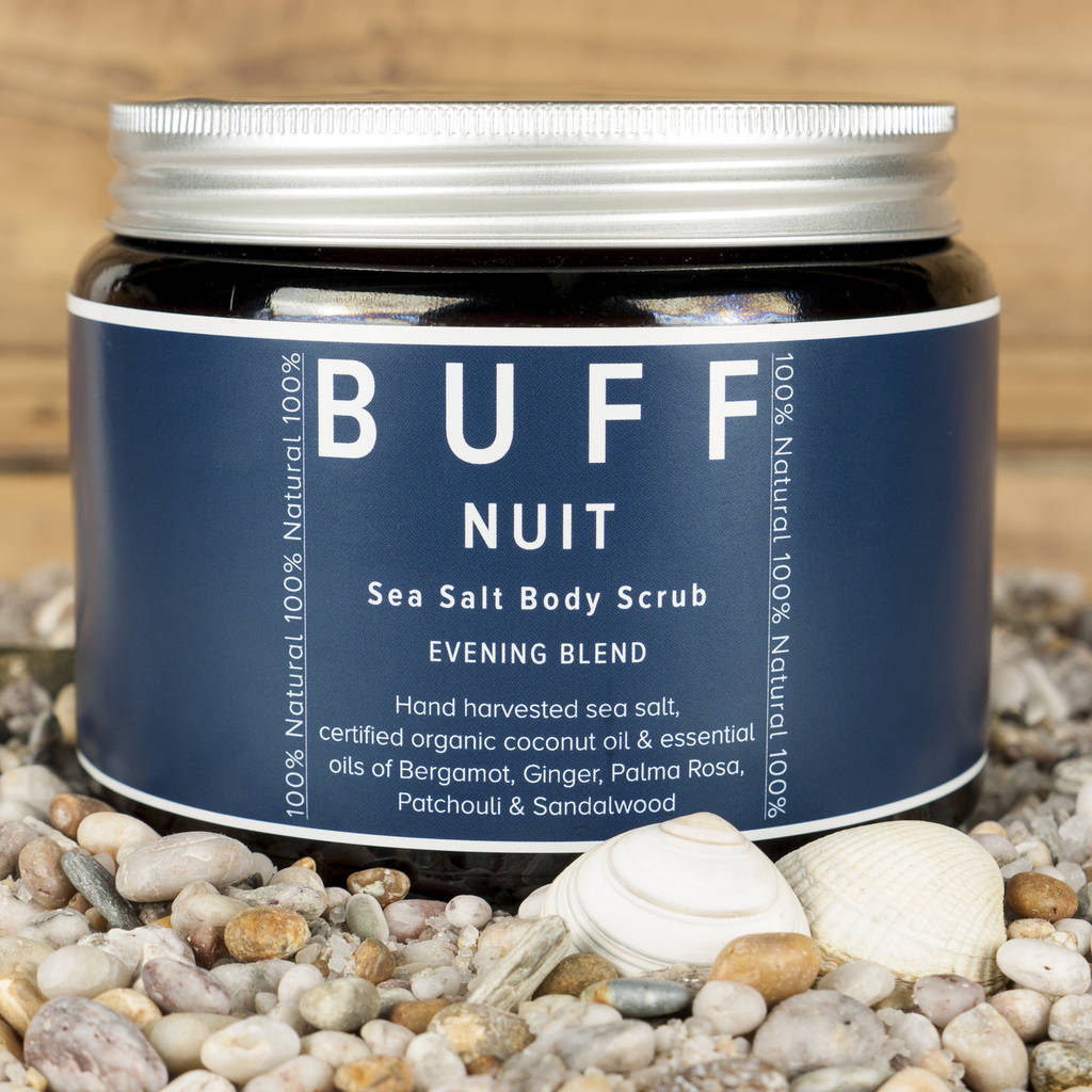 warm and relax sea salt body scrub by buff natural body care