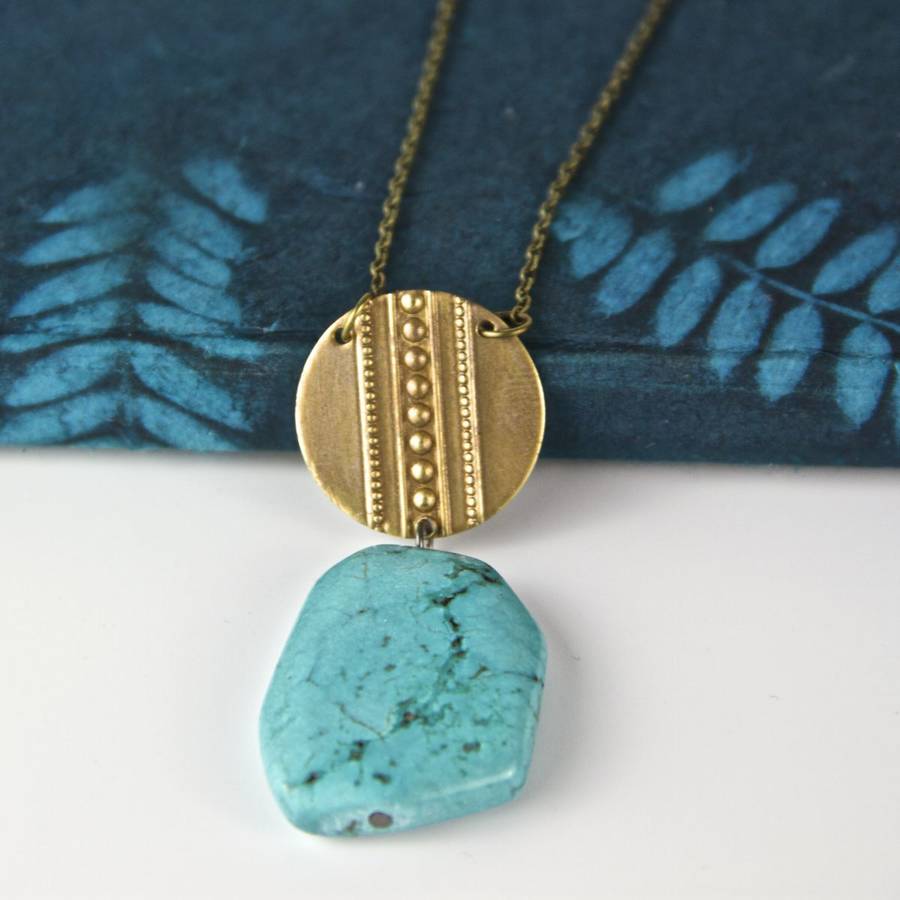 Chunky Turquoise And Lace Disc Necklace By Gaamaa Notonthehighstreet