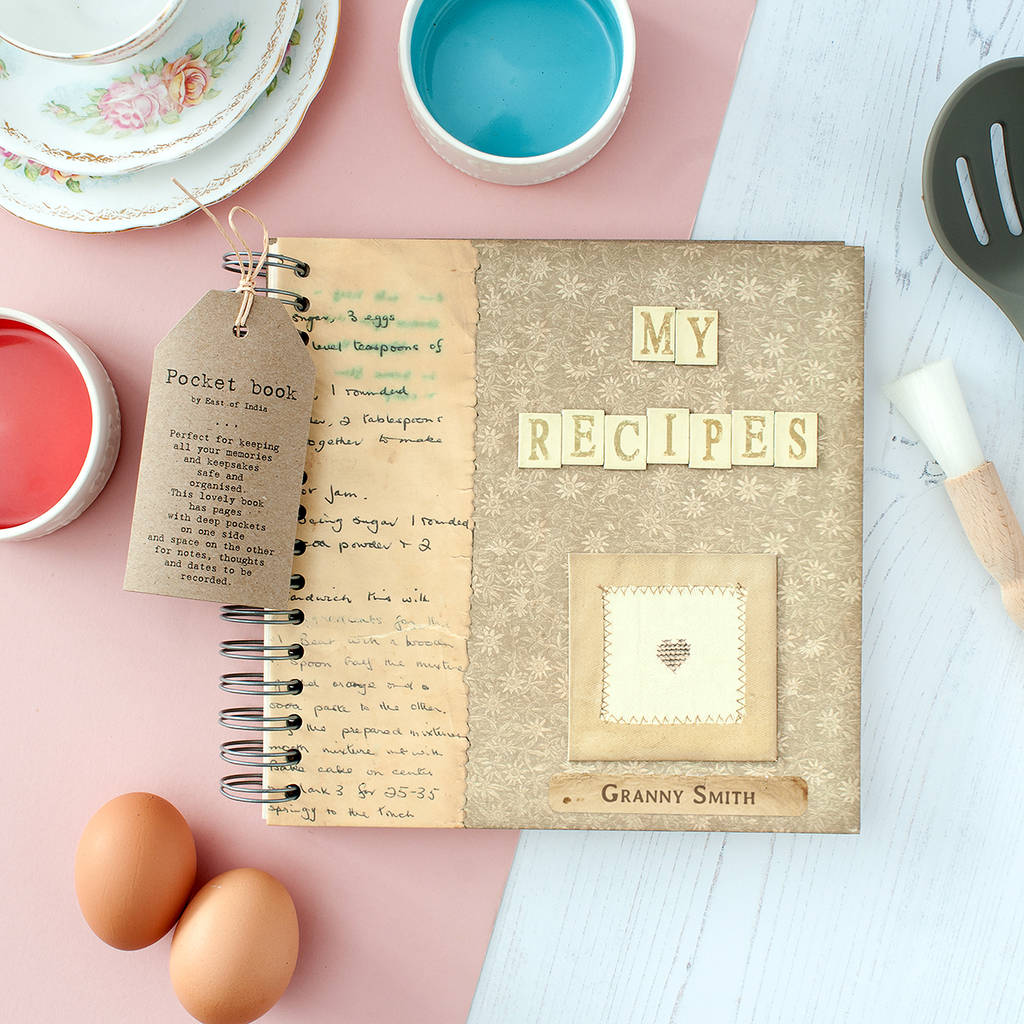 personalised vintage style recipe book in gift box by the little
