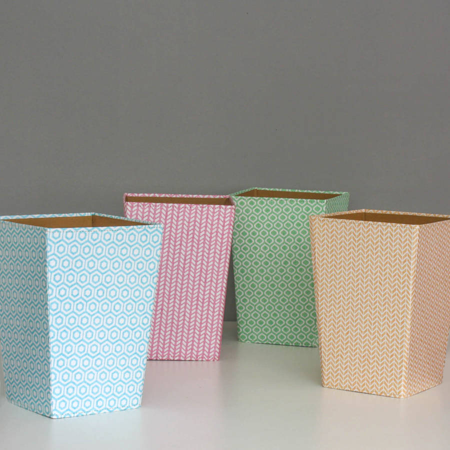 recycled pastel geometric waste paper bin large by heart & parcel