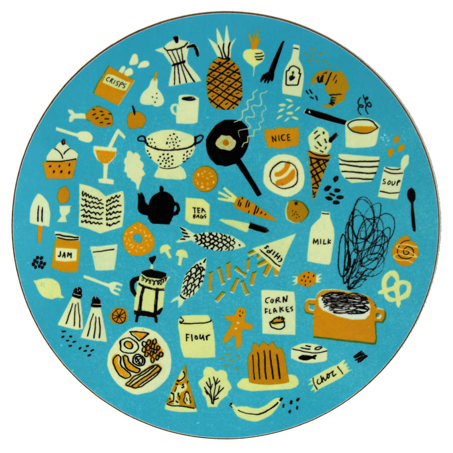 set of four food placemats by beast in show