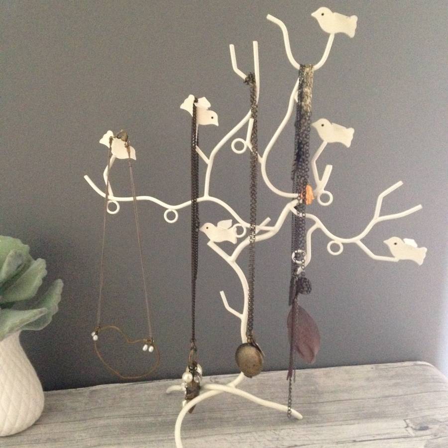 blue or cream birds jewellery tree stand two colours by not a jewellery