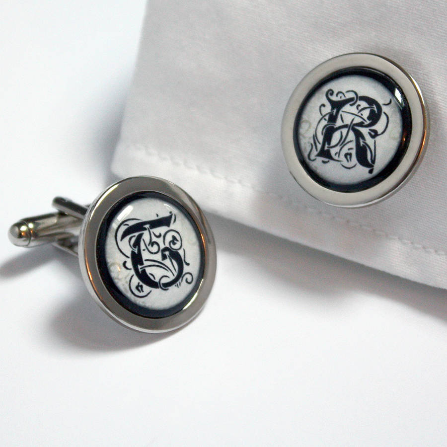 personalised vintage initials cufflinks by lily and louie