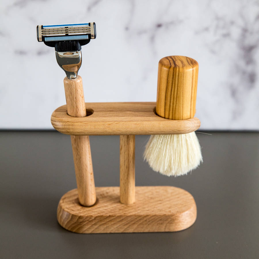 beech wood shaving set with stand by ginger rose