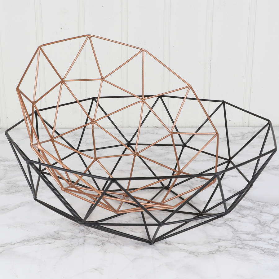 set of two copper and black geometric baskets by dibor