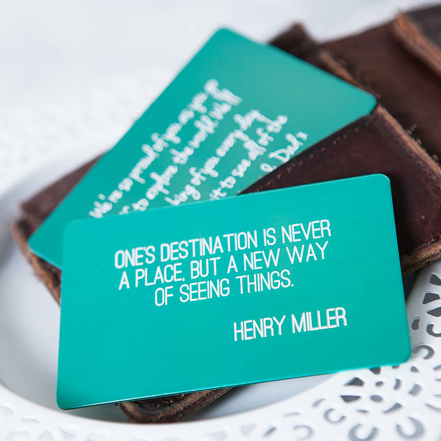personalised quote keepsake wallet card by clouds and currents
