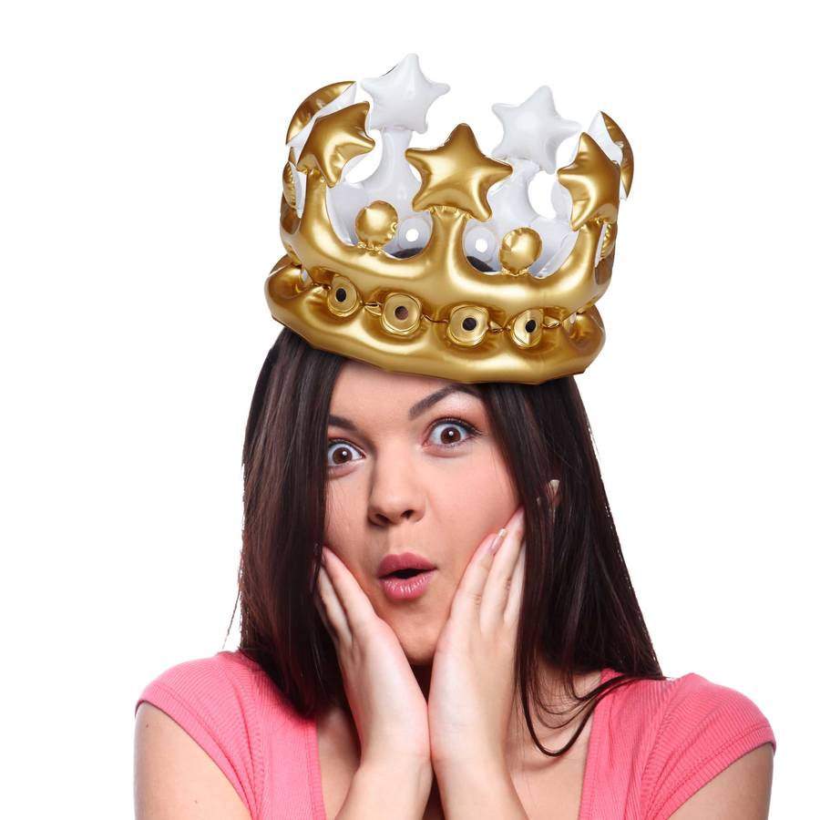 gold king or queen inflatable crown by postbox party