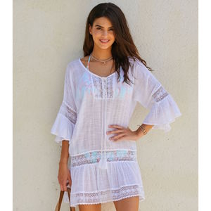 white cotton beach kaftan