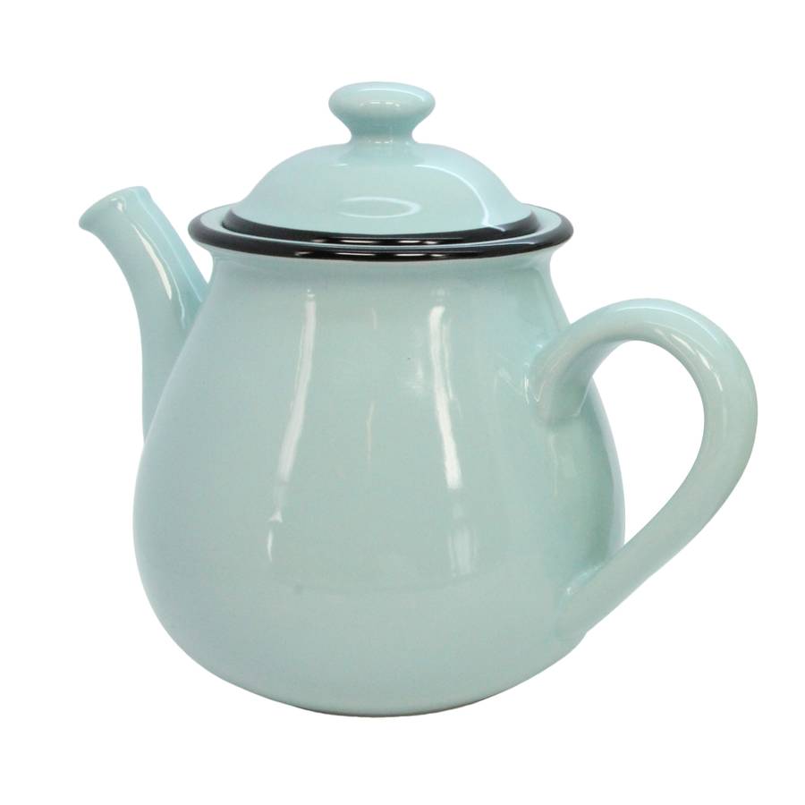 blue vintage style teapot by the contemporary home