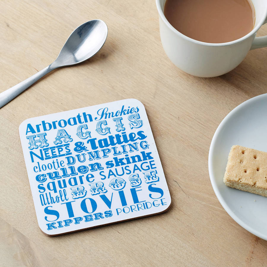 scottish dinner coaster set of four by victoria eggs