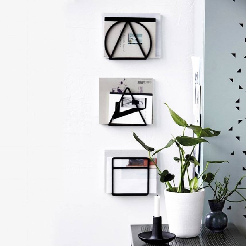 geometric shape wall mounted magazine rack by posh totty designs