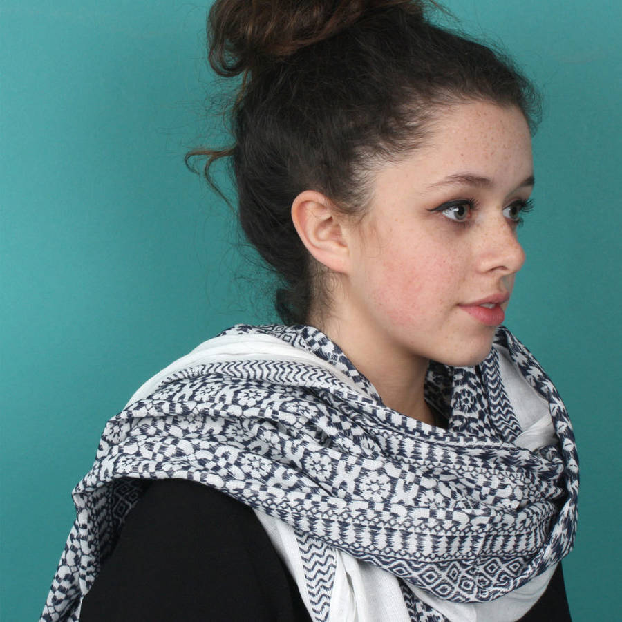 embroidered white cotton scarf by bohemia