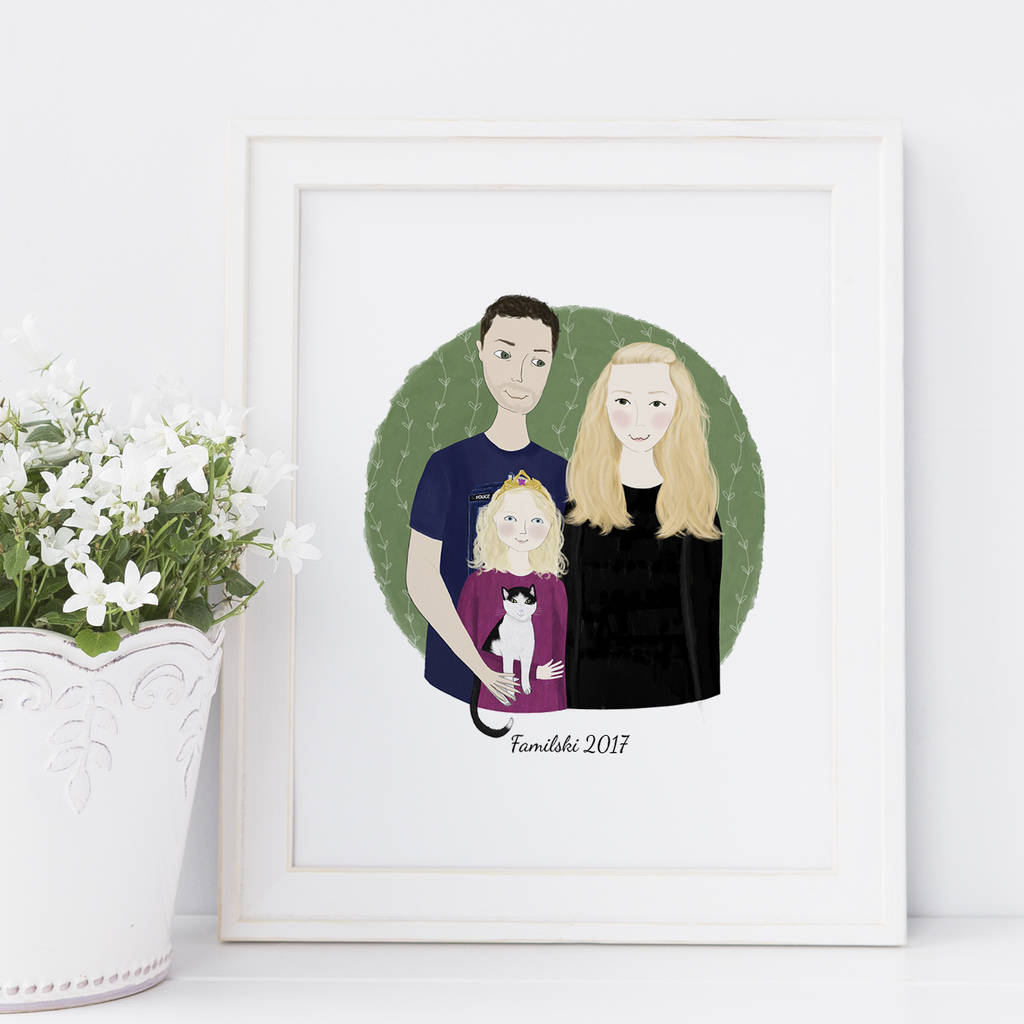 custom family portrait illustration by nia tudor illustration | notonthehighstreet.com