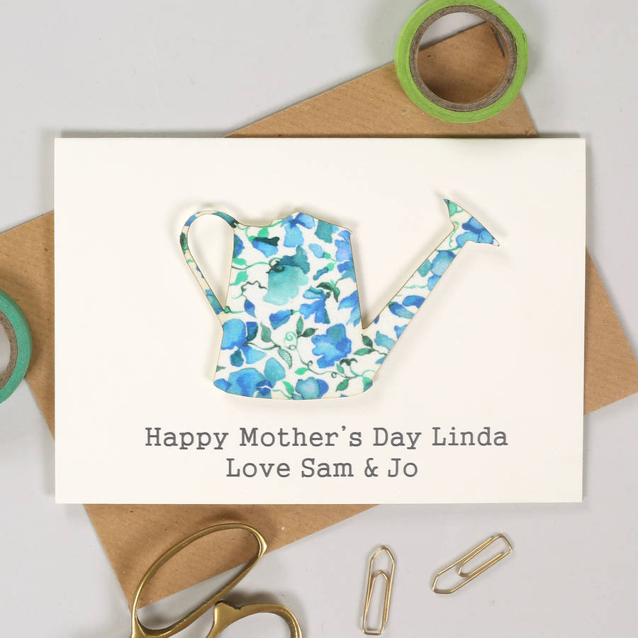 Personalised Liberty Watering Can Mothers Day Card By Bombus