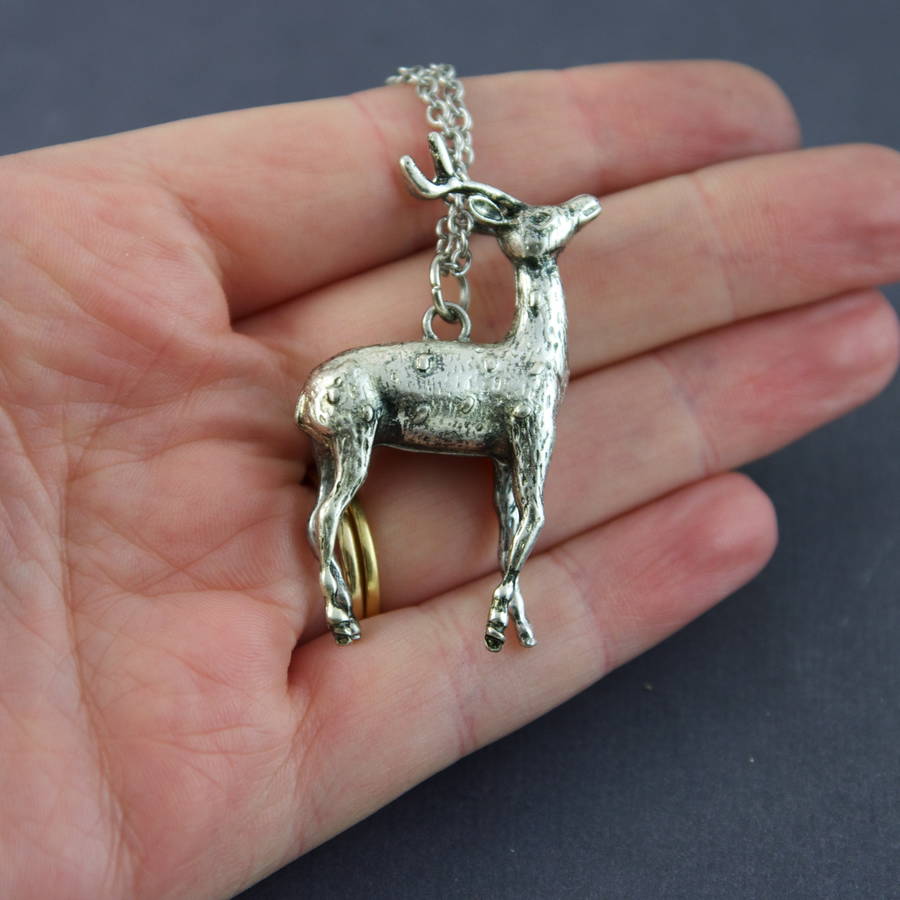 silver deer necklace by penny masquerade