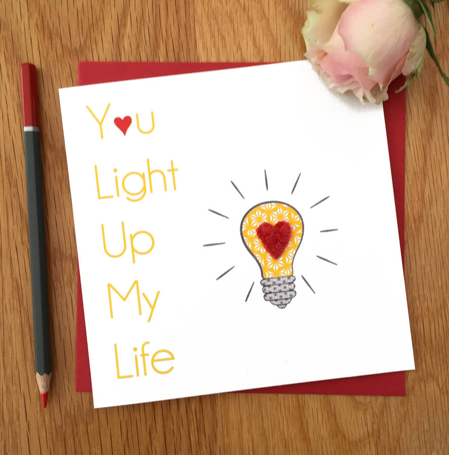 valentine's 'you light up my life' card for loved one by sabah designs