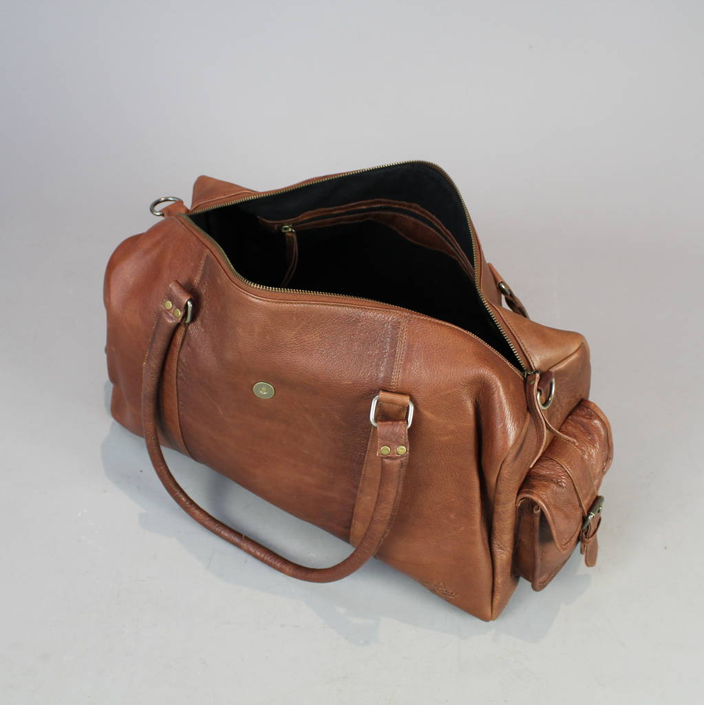vintage style brown leather bowling bag by vintage child