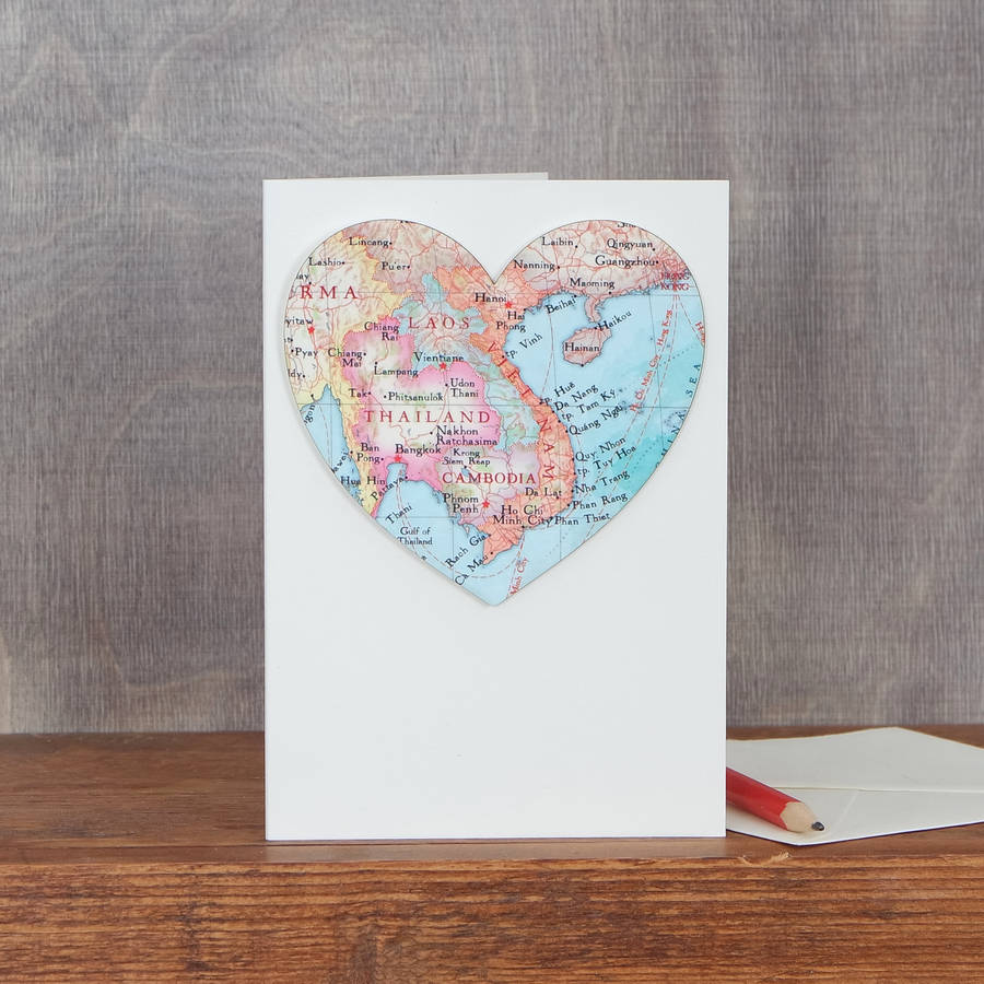 Personalised Map Location Heart Birthday Card By Bombus 