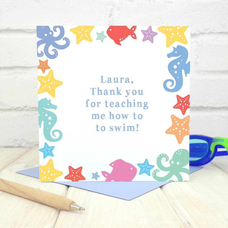 Thank You Swimming Lessons Personalised Card By Chi Chi Moi