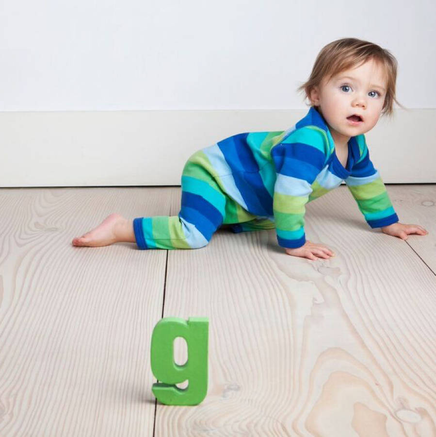 organic striped baby grow by all things brighton beautiful