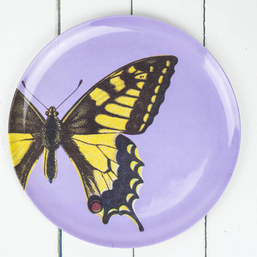 four melamine plates, butterflies by bonnie and bell