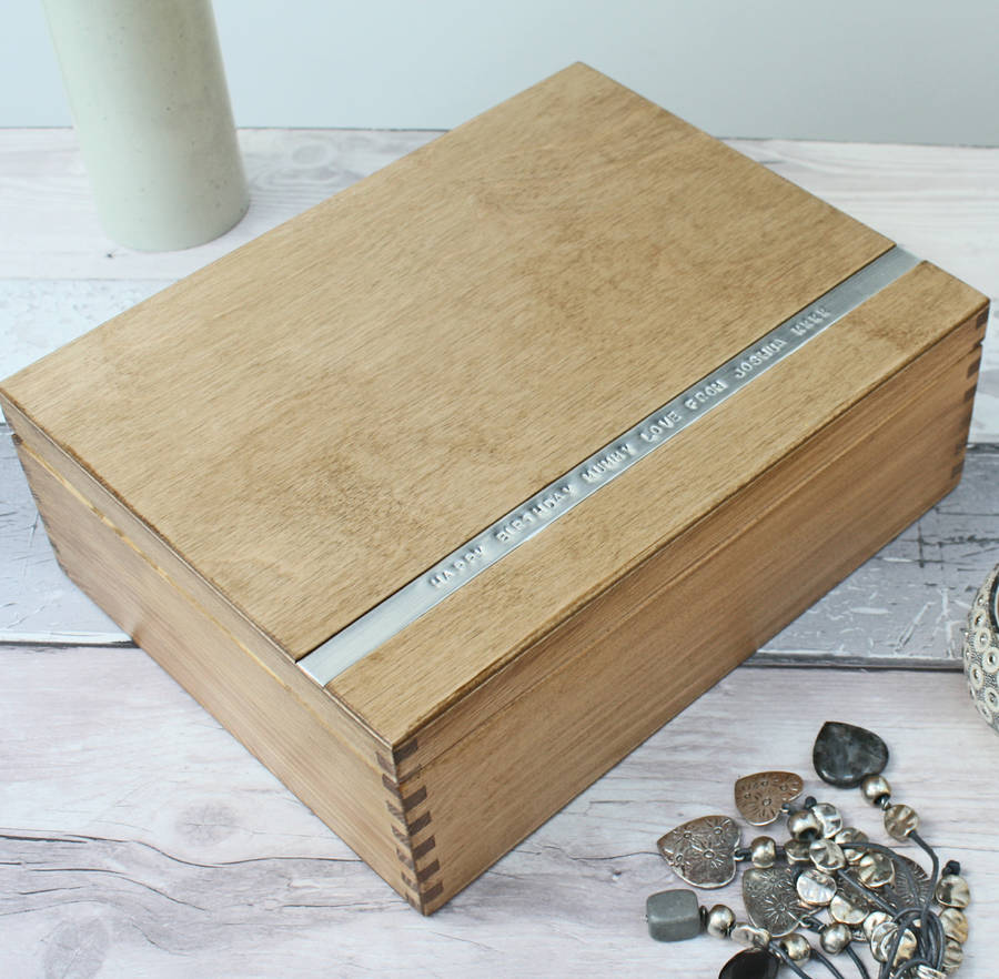 personalised large wooden jewellery box by warner's end