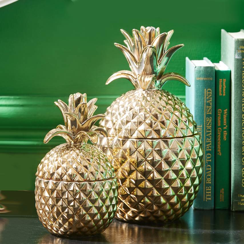 gold pineapple decorative storage jar by ella james