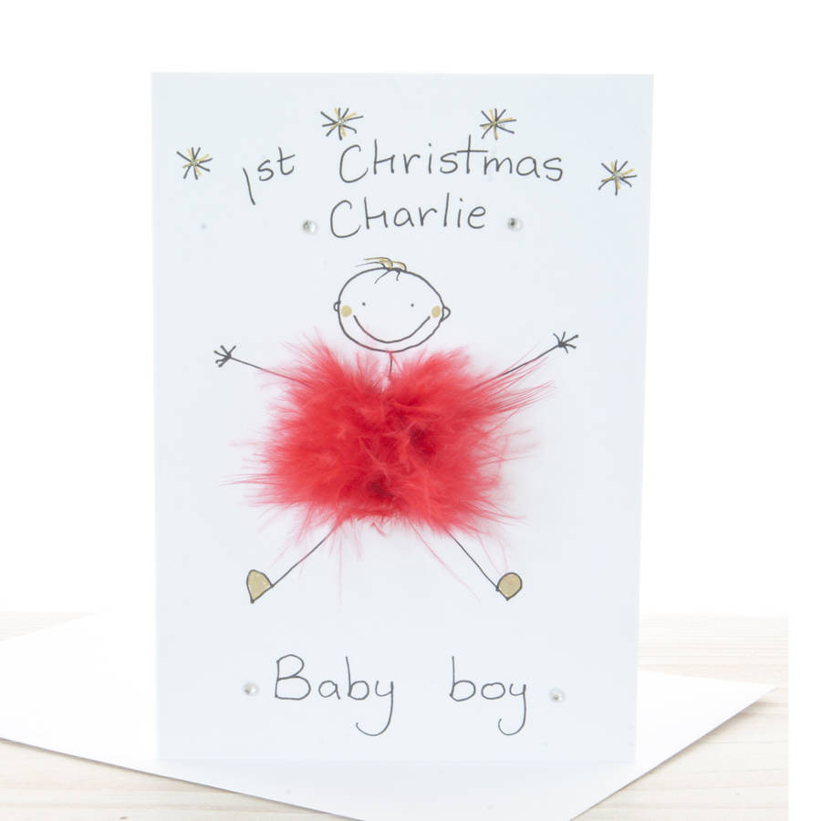 handmade personalised baby's first christmas card by all things brighton beautiful
