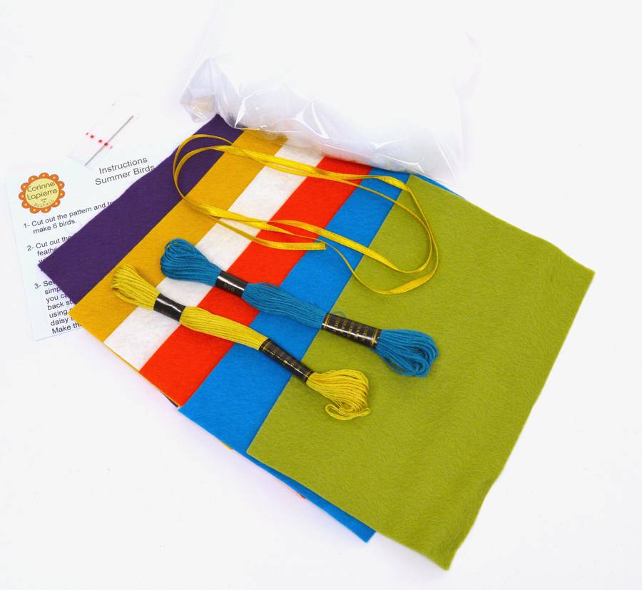 summer birds felt craft kit by corinne lapierre
