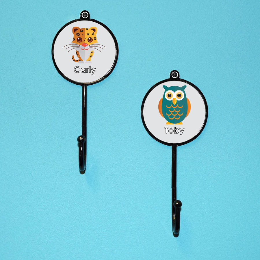 personalised name safari animal pet coat wall hooks by pushka home