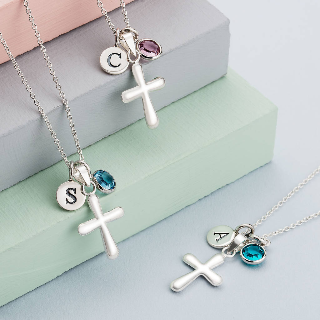 christening necklace with birthstone by sophie jones jewellery