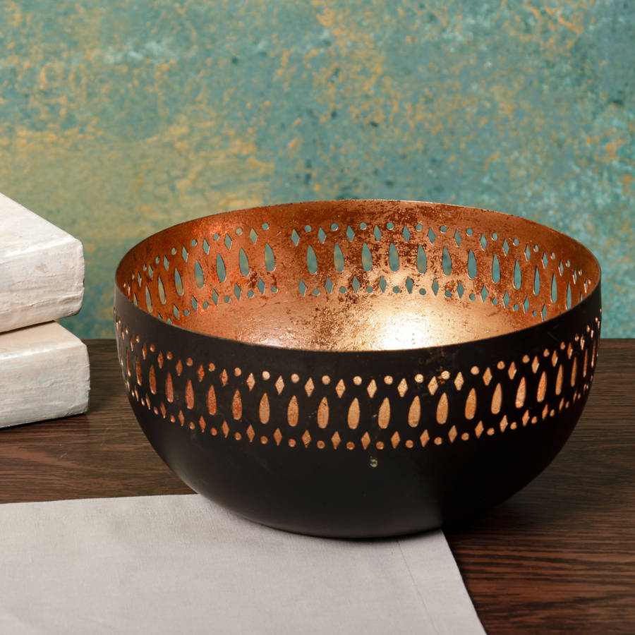 black and copper decorative bowl by dibor