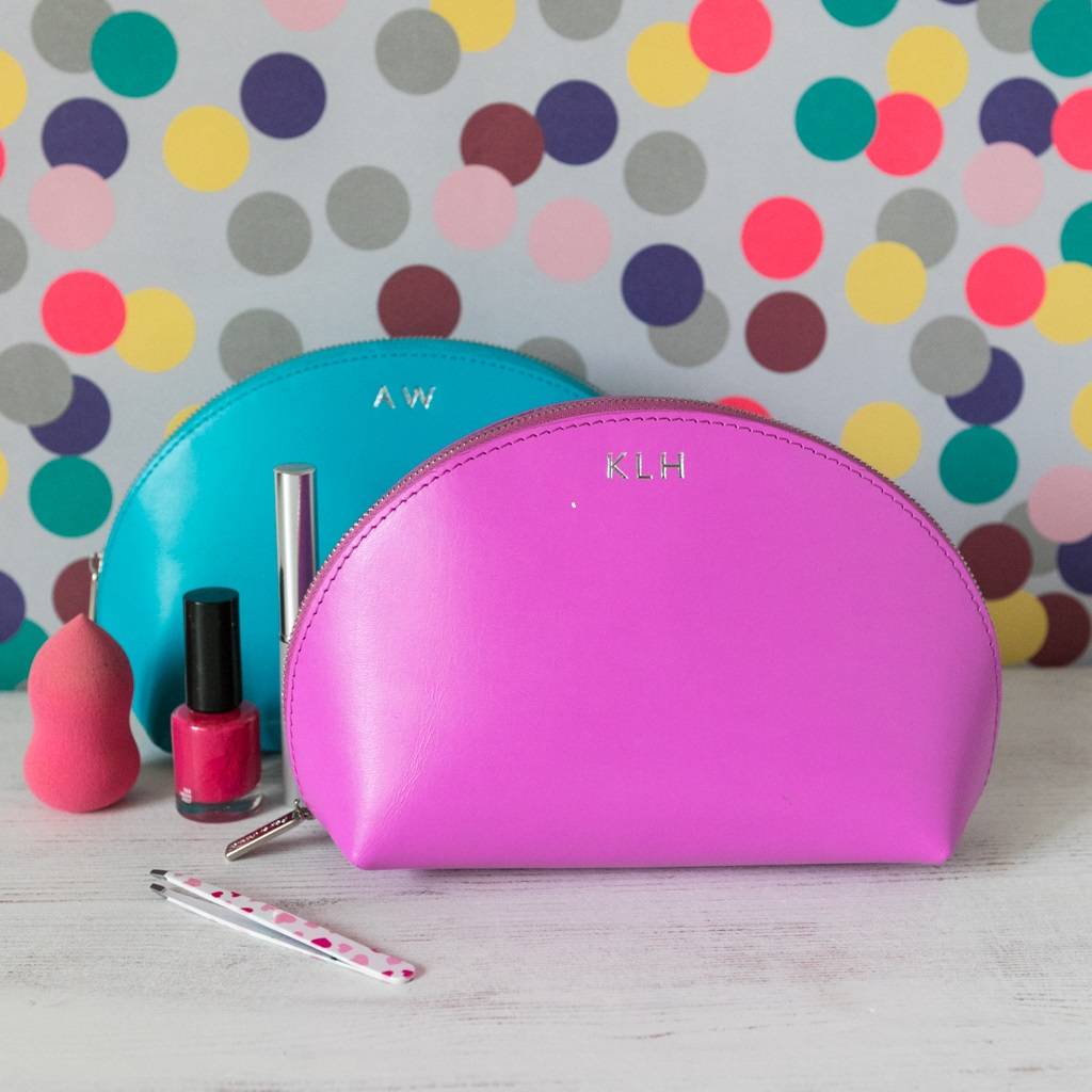 personalised leather make up bag by begolden