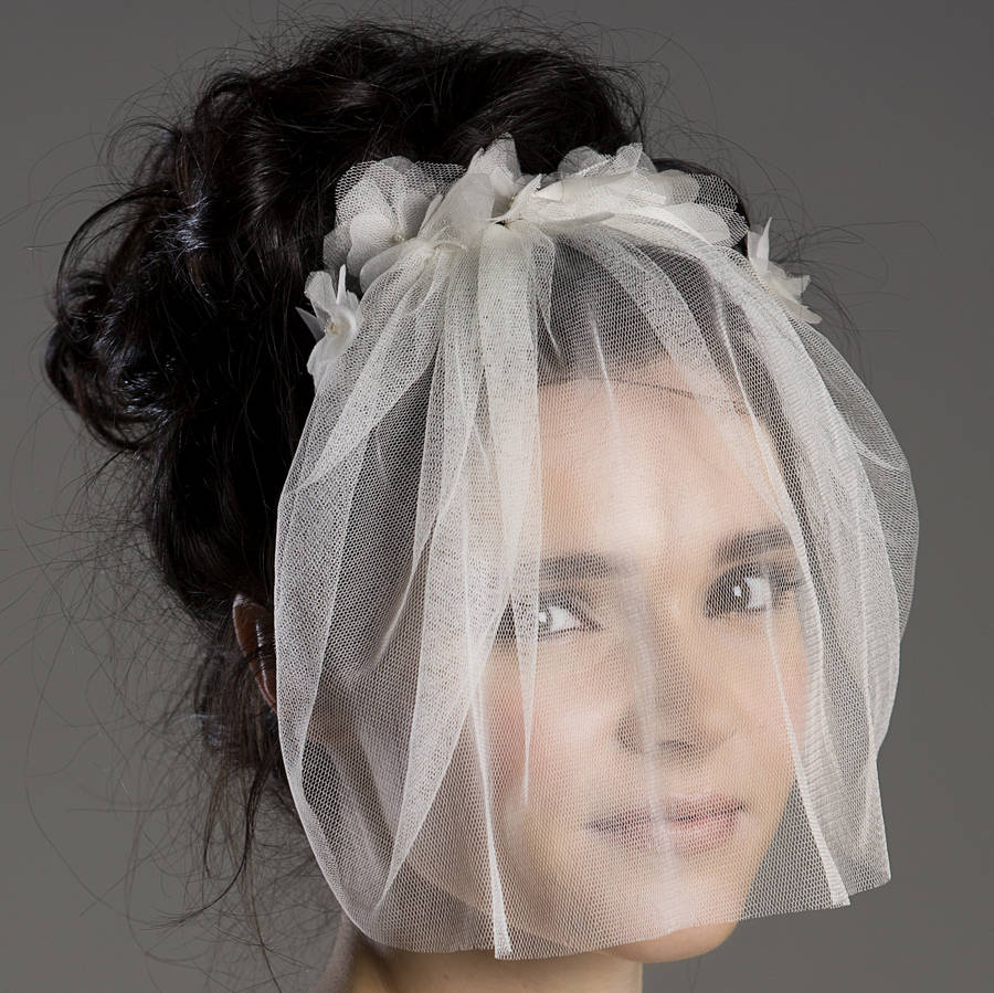 fifi silk flower ivory blusher veil by lovebysusie