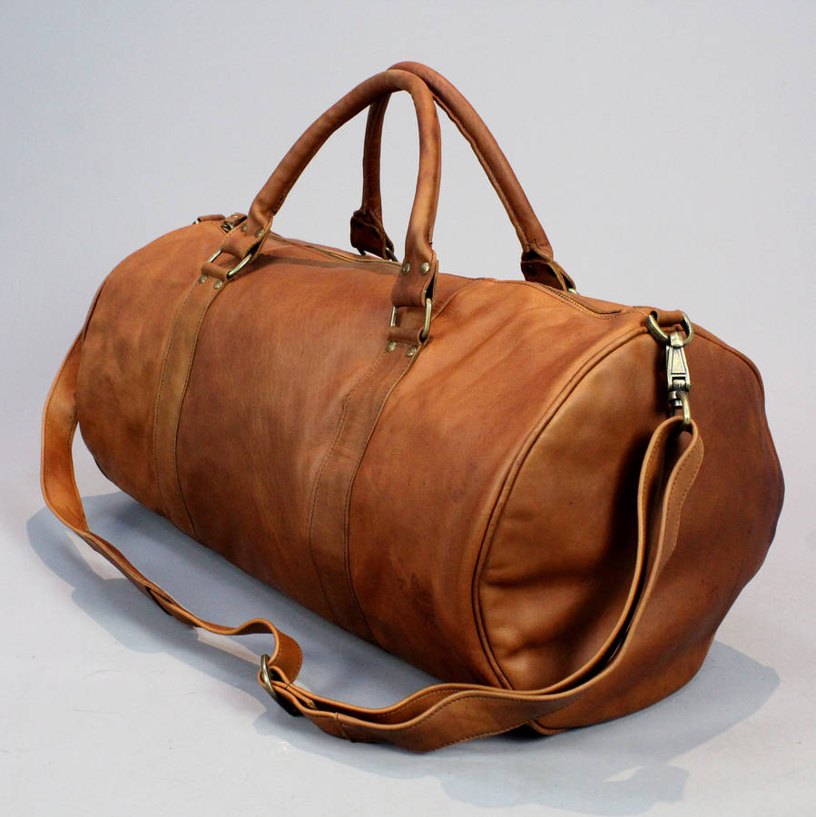 classic vintage style leather duffel bag by vintage child | 0